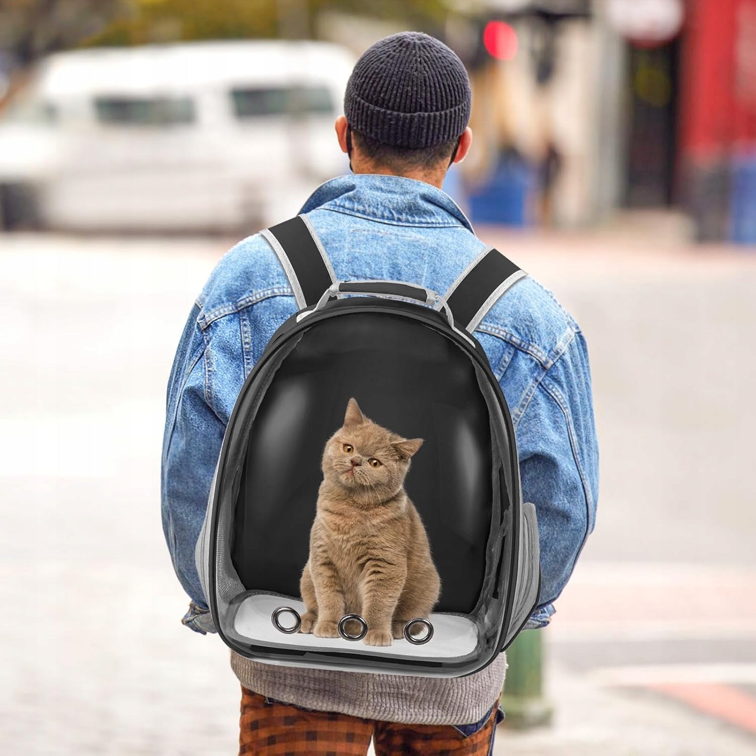 Dog Cat Transport Backpack Transparent Space Capsule Black Material other