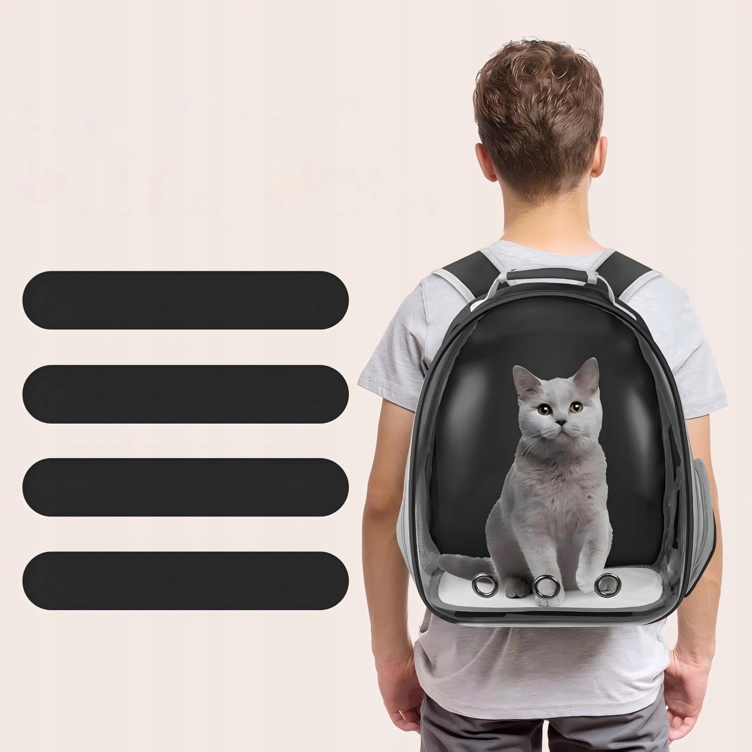 Dog Cat Transport Backpack Transparent Space Capsule Black Product height 36 cm