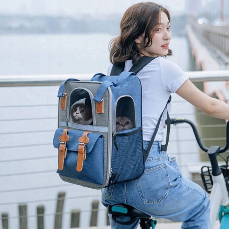 Dog Cat Transporter BACKPACK PLAYPEN Ventilation Travel Bag Mesh Build type to be worn on the back for hand carrying for carrying on the shoulder top opening front or side opening locked