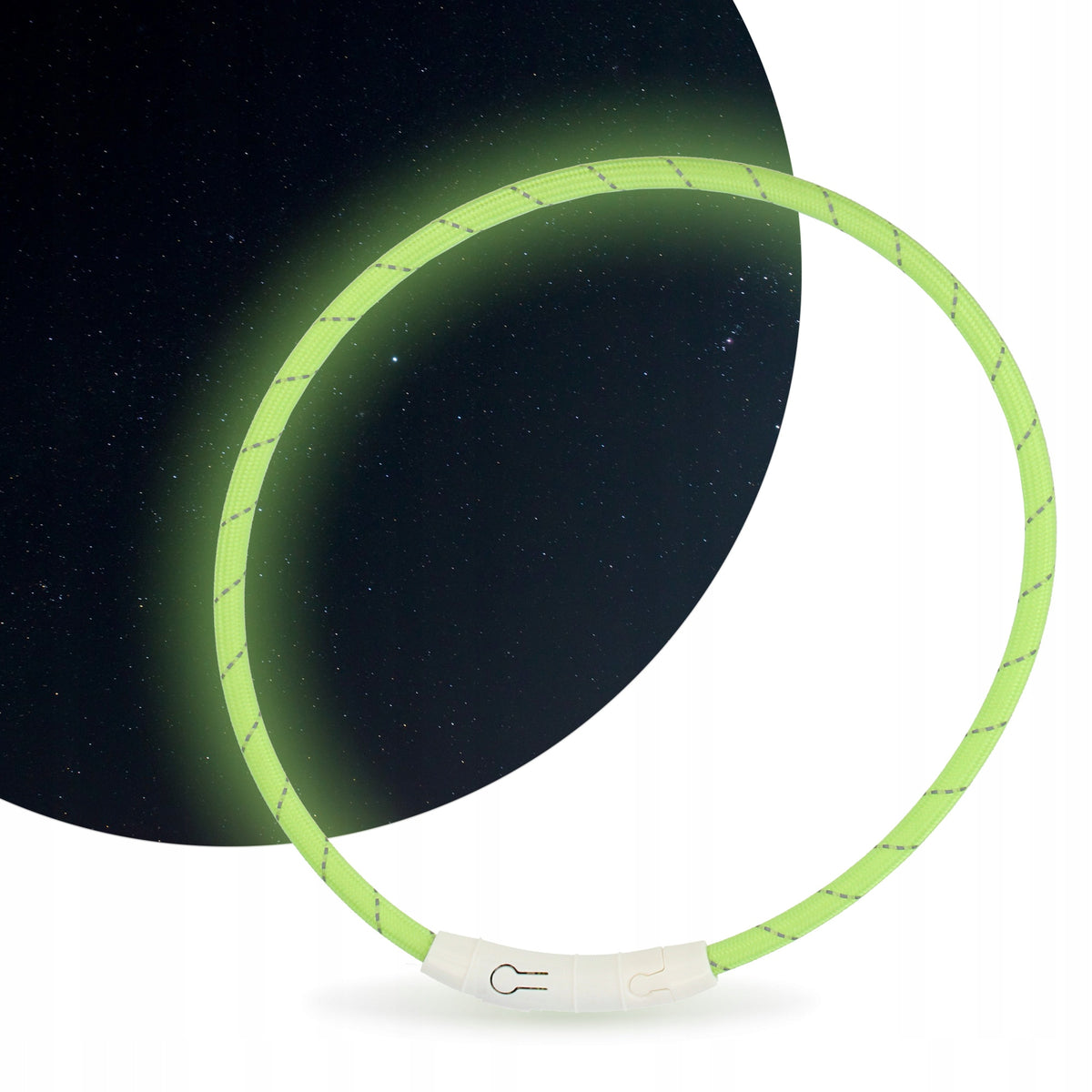 Dog Collar 65cm REFLECTIVE GLOWING DARK LED Light ADJUSTABLE ES Packaging status original