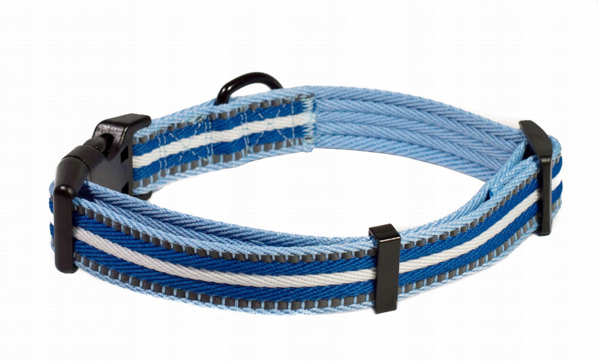 Dog Collar Adjustable Blue White Size L