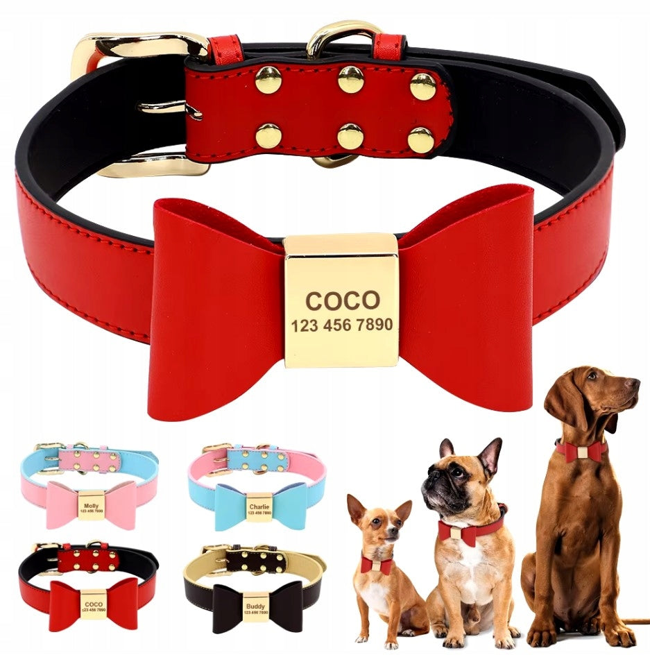 Dog Collar Cat Bow Engraving Name + Phone Number XS Brown Manufacturer code ObrożaIDK