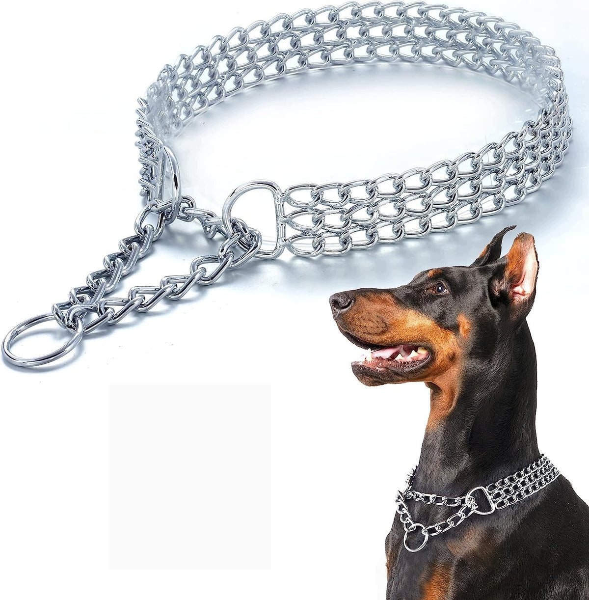 Dog Collar Clamp Training Triple Kolia Chain Silver M