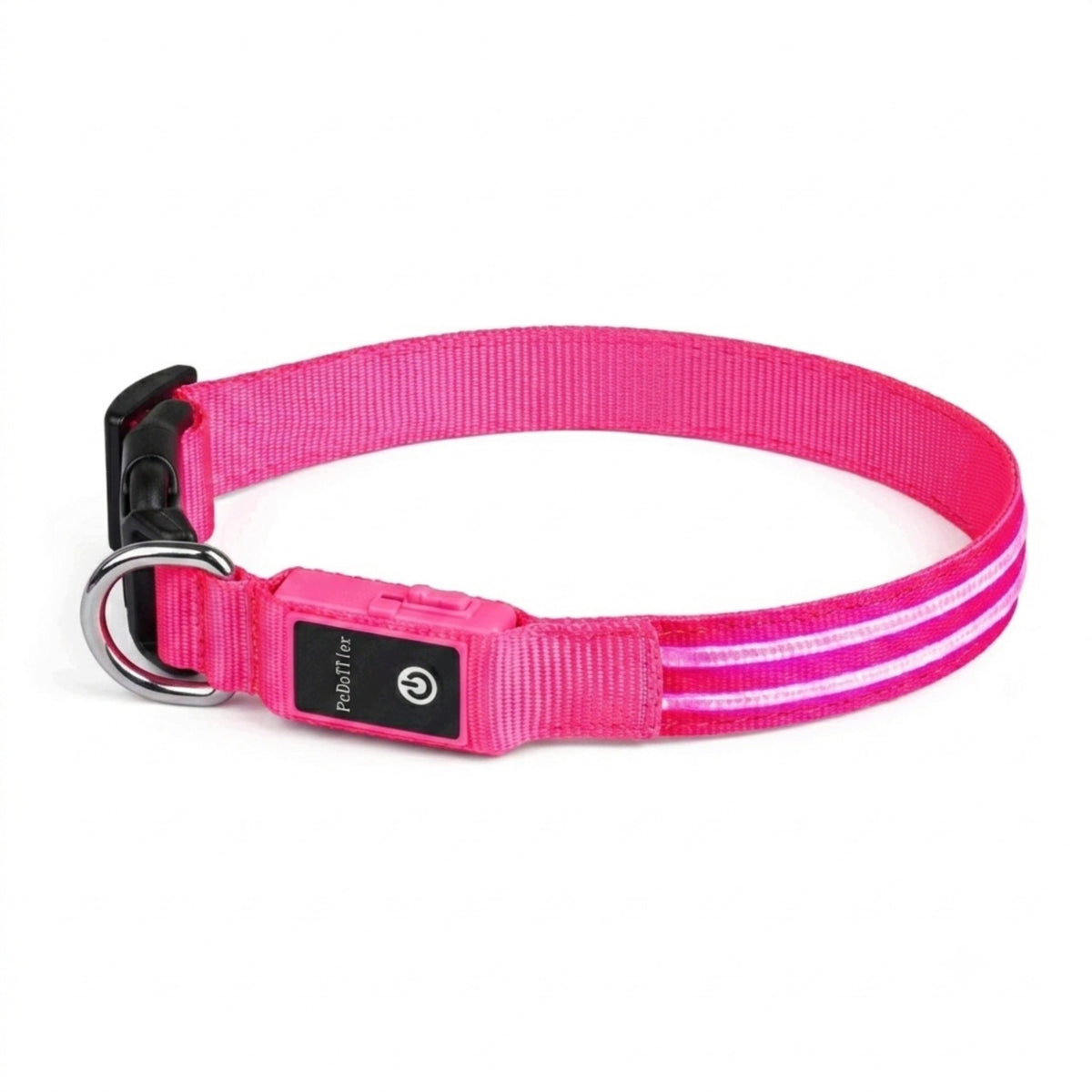 Dog Collar Glowing LED Reflective USB Charged Pink S 40 CM