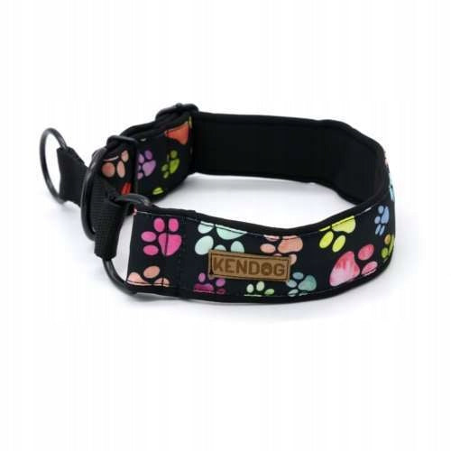 Dog Collar Handmade “Colorful Paws” 4cm M