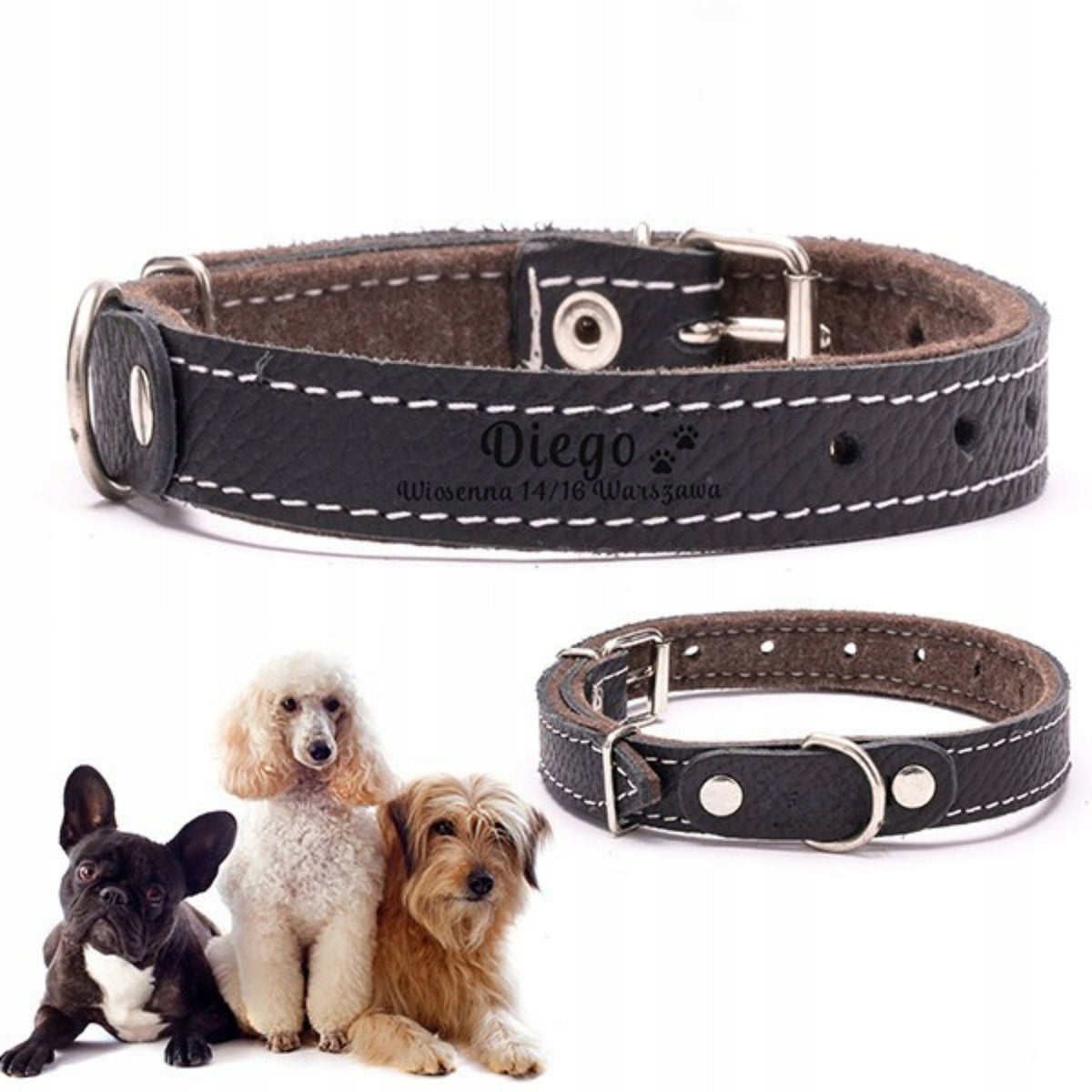 Dog Collar Leather With Name ENGRAVING FREEBIE Dogeste S