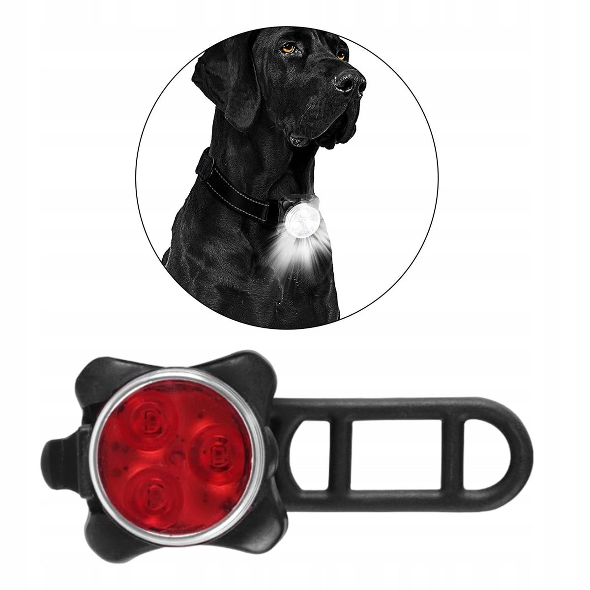 Dog Collar Light Flashlight Waterproof Pendant Safety Warning Small Red