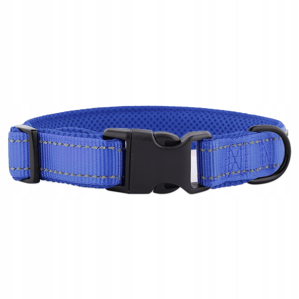 Dog Collar Navy Blue REFLECTIVE Material Strong HUGGY DOGGY Size L Packaging status original