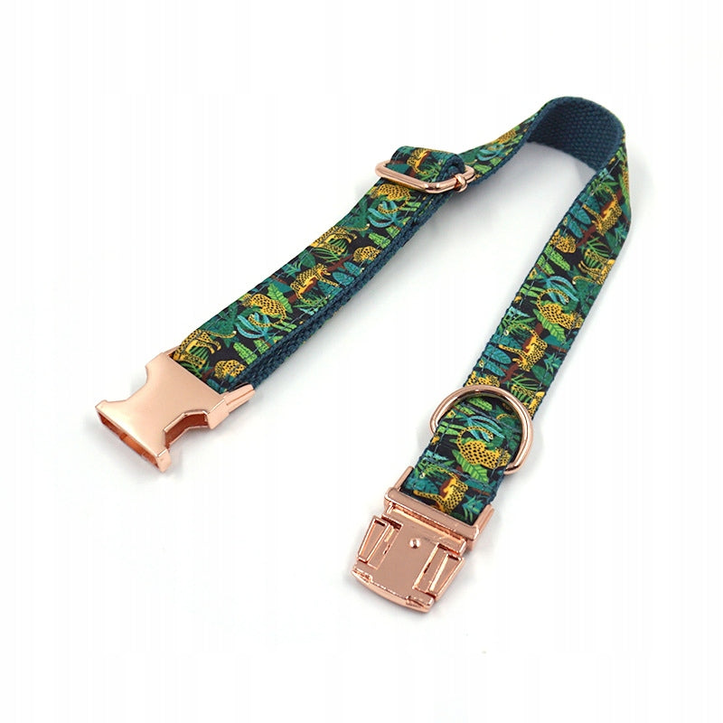 Dog Collar Panthers Durable size. M - Rose Buckle + Engraving Manufacturer code obroża M pantera