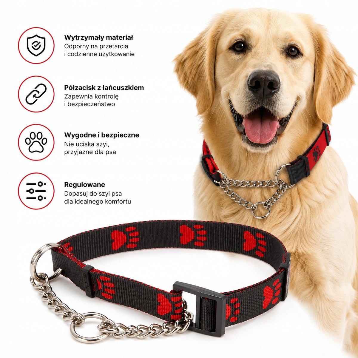 Dog Collar with Clamp Chain.Adjustable Packaging status original