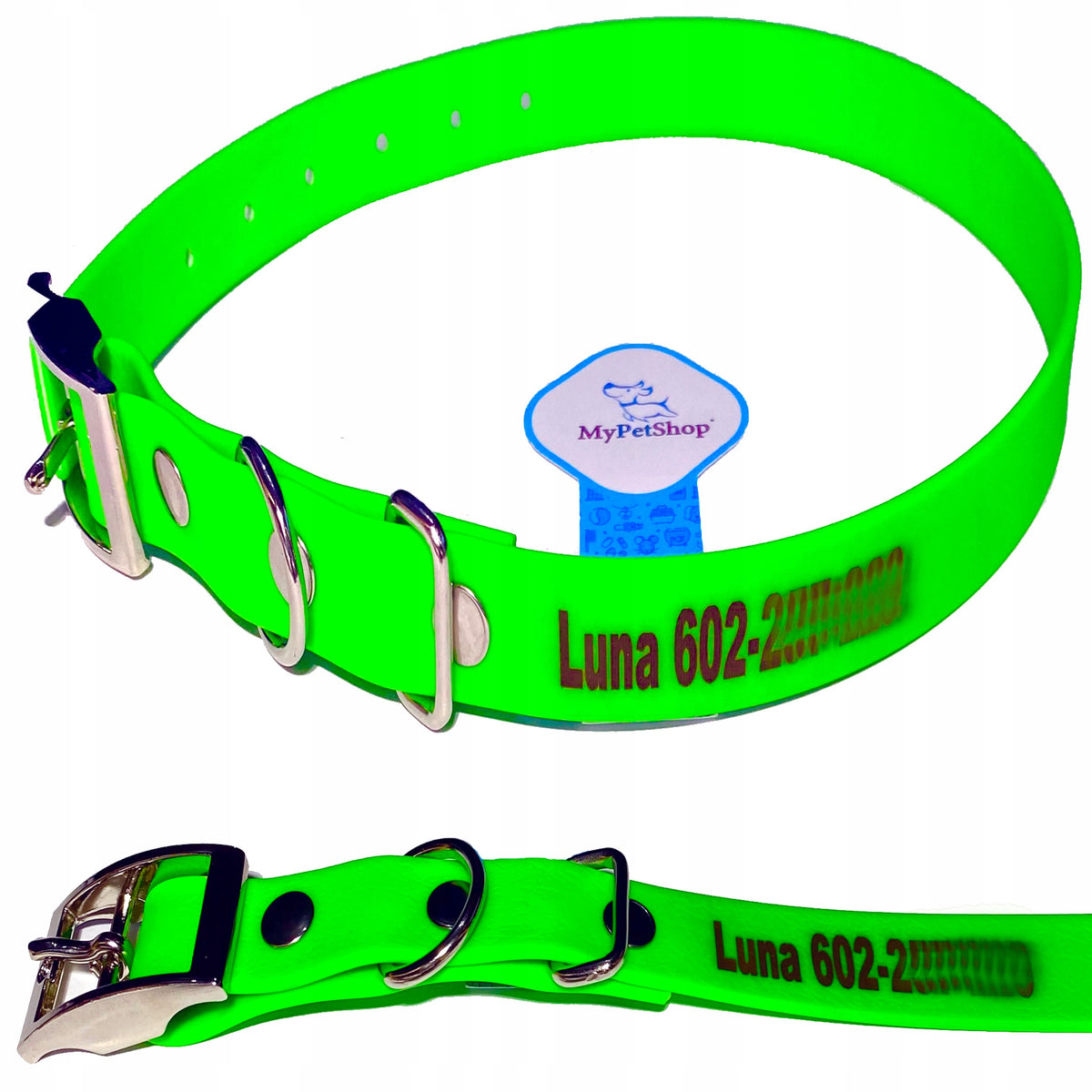 Dog Collar with Engraving. Waterproof Adjustable Name +Phone. B.Strong