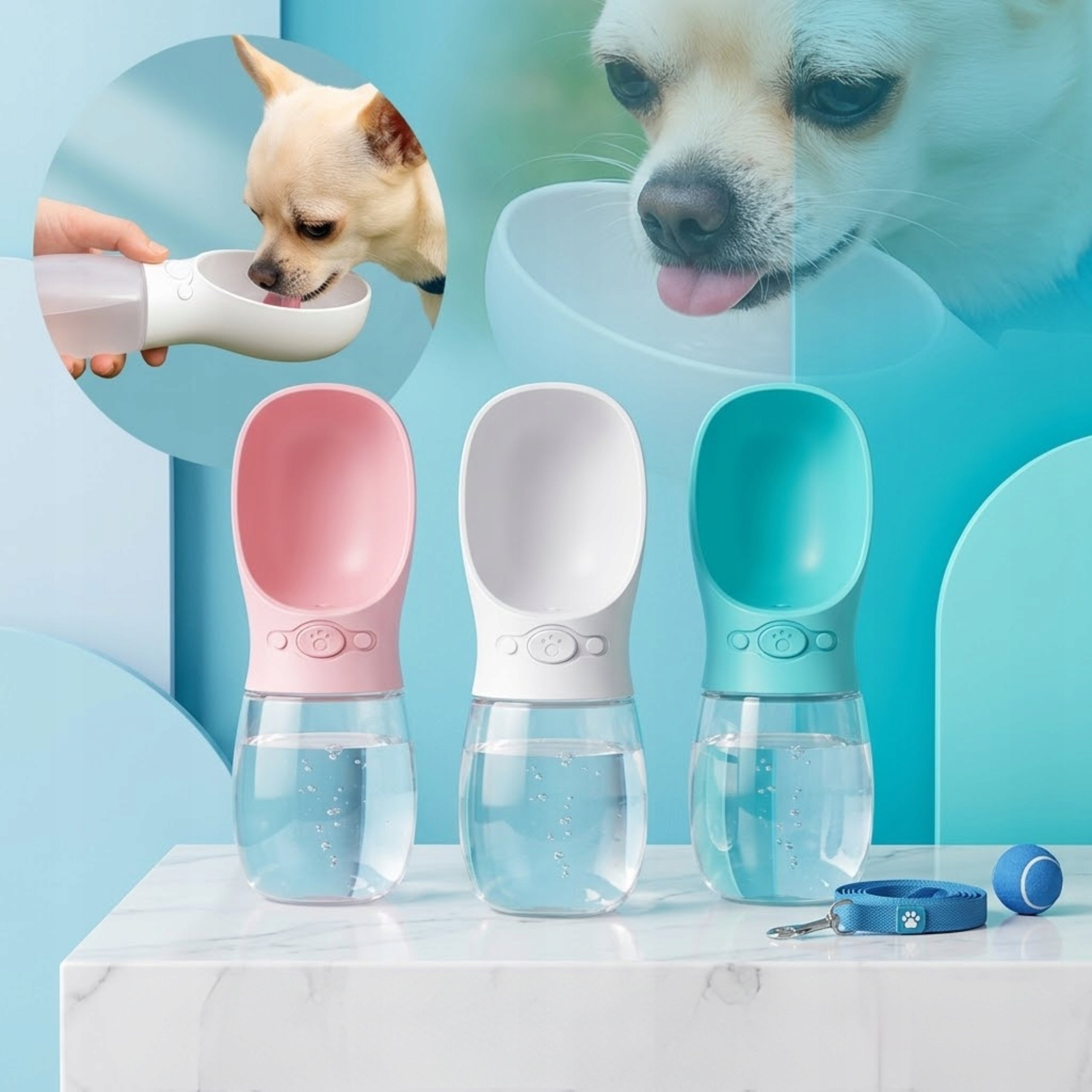 Dog Drinker Bottle Bowl Portable Tourist for Walk 3 Colors Trade name Przenośna Butelka na Wodę dla Psa