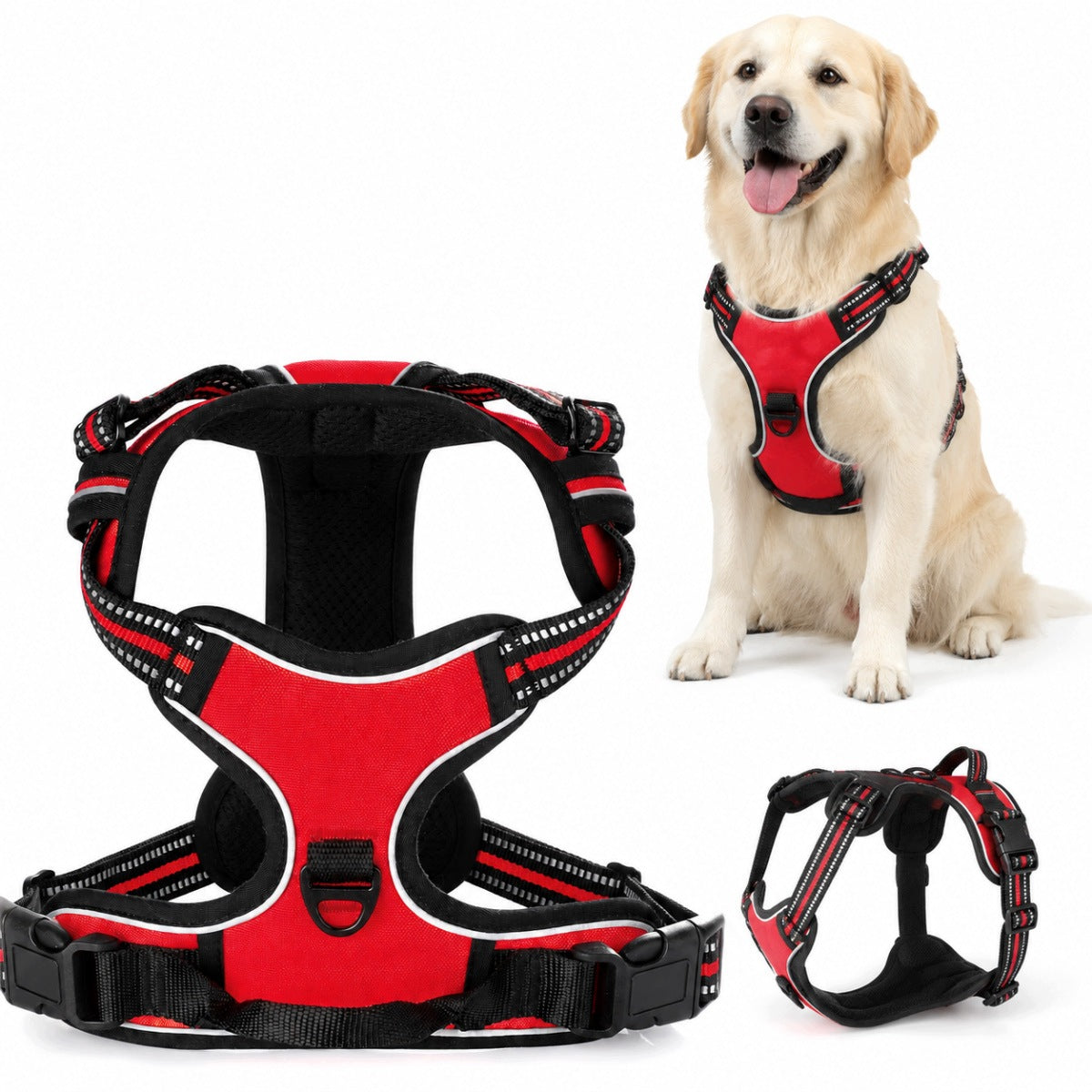 Dog HARNESS PRESSURE-FREE STRONG durable red XL