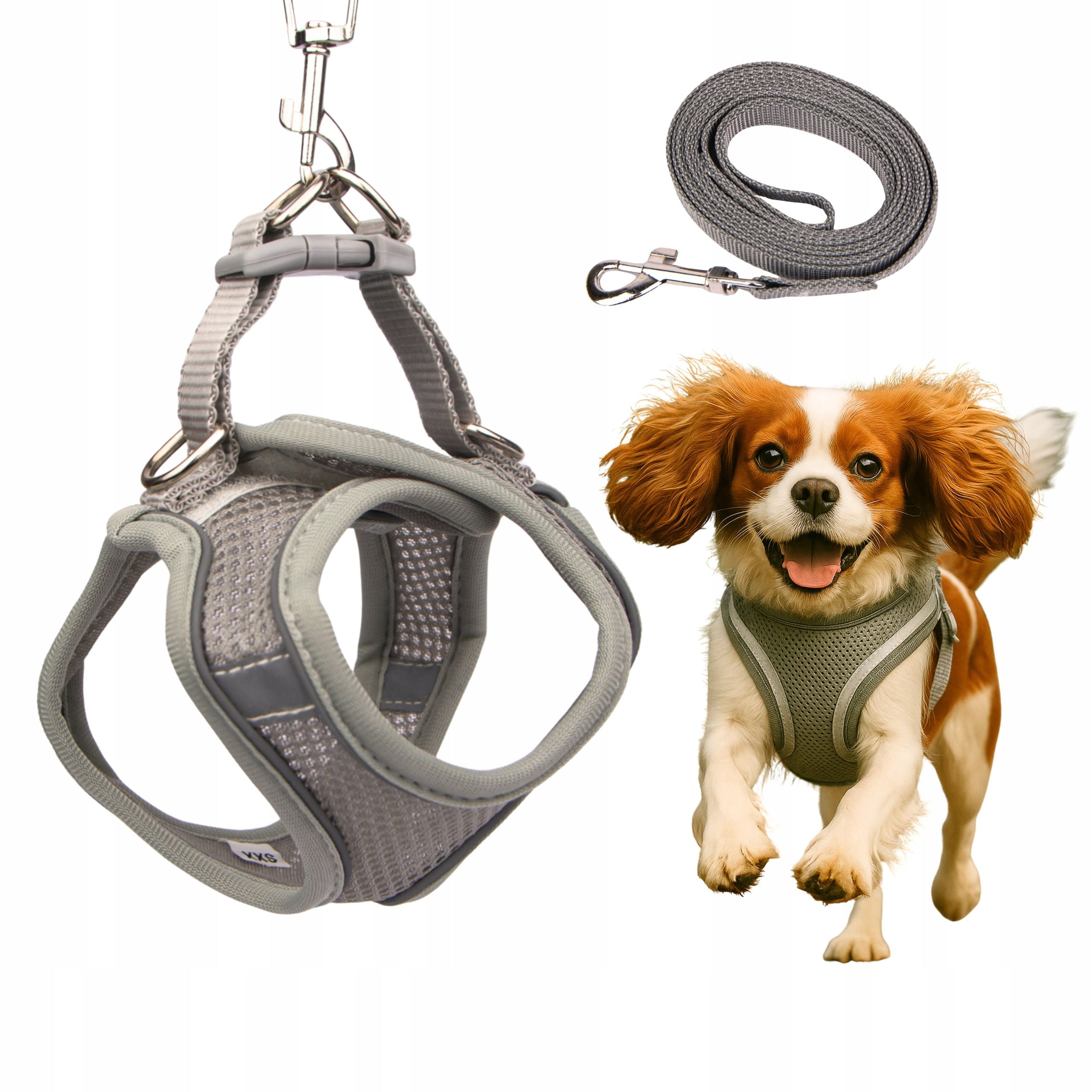 Dog Harness Adjustable Breathable Beagle Cocker Spaniel GREY M