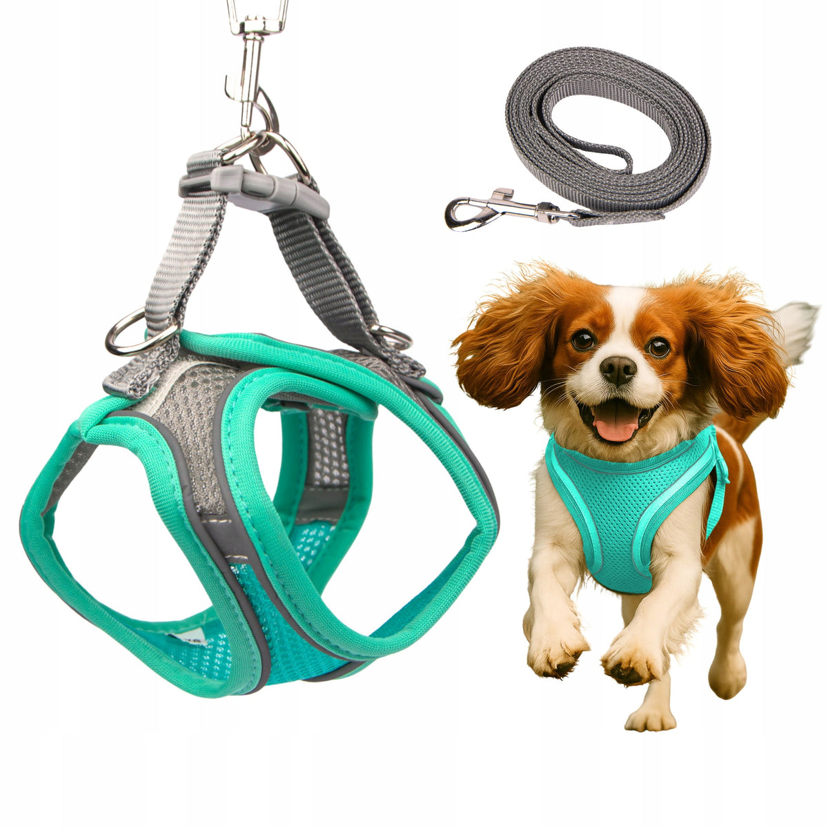 Dog Harness Adjustable Breathable Beagle Cocker Spaniel TURQUOISE M
