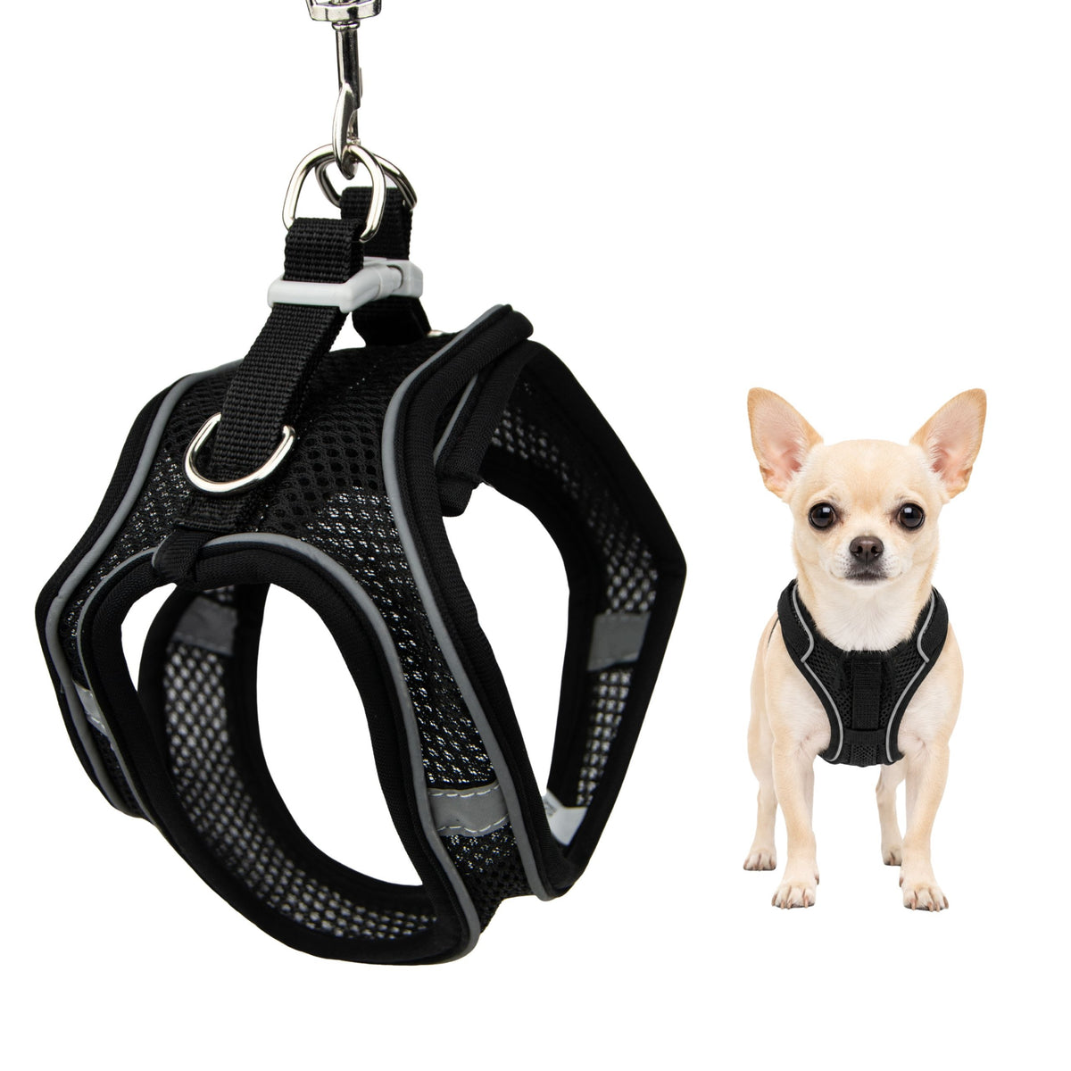 Dog Harness Adjustable Breathable Maltese Shih Tzu BLACK XS