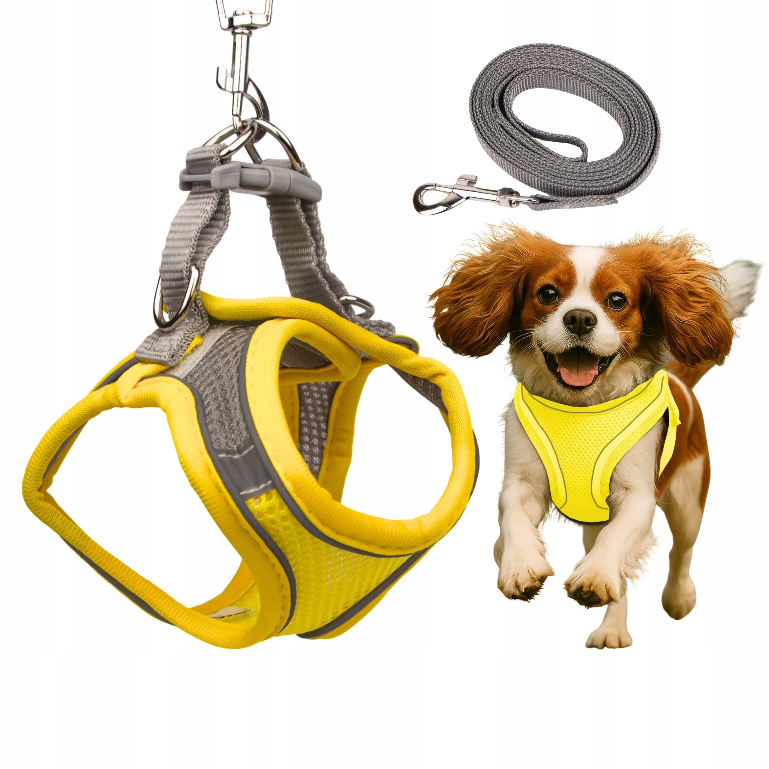 Dog Harness Adjustable Breathable for Summer Beagle Cocker Spaniel YELLOW M
