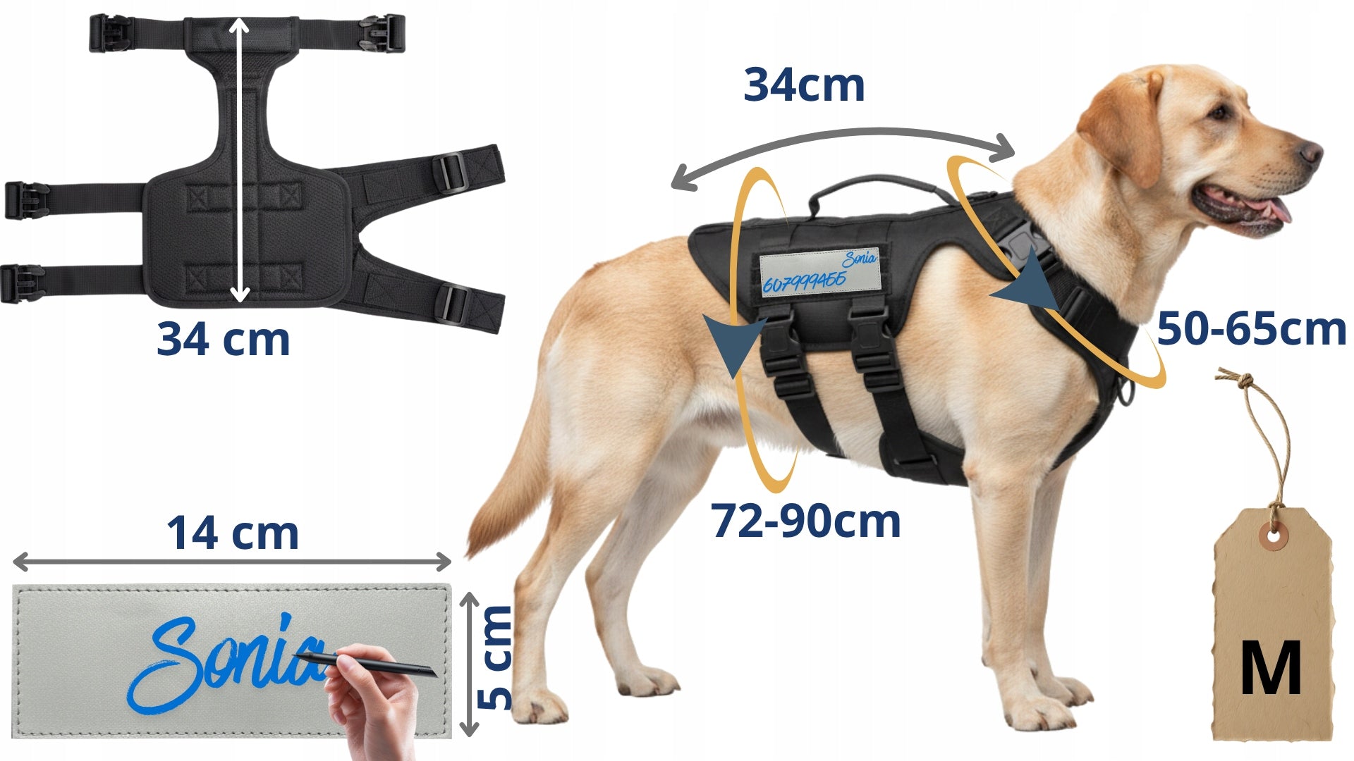 Dog Harness Adjustable Pressure-Free Strong Lightweight M Premium Solid Walk Trade name Szelki regulowane wygodne premium uprząż