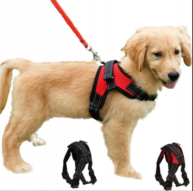 Dog Harness Adjustable Pressure-Free Training Mesh Red-XS