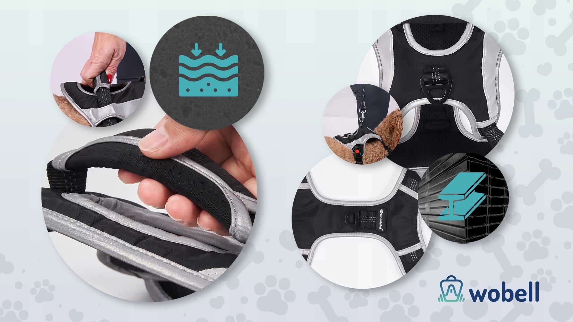 Dog Harness Adjustable Strong Reflective M Pressure-Free with Handle Guard Color black