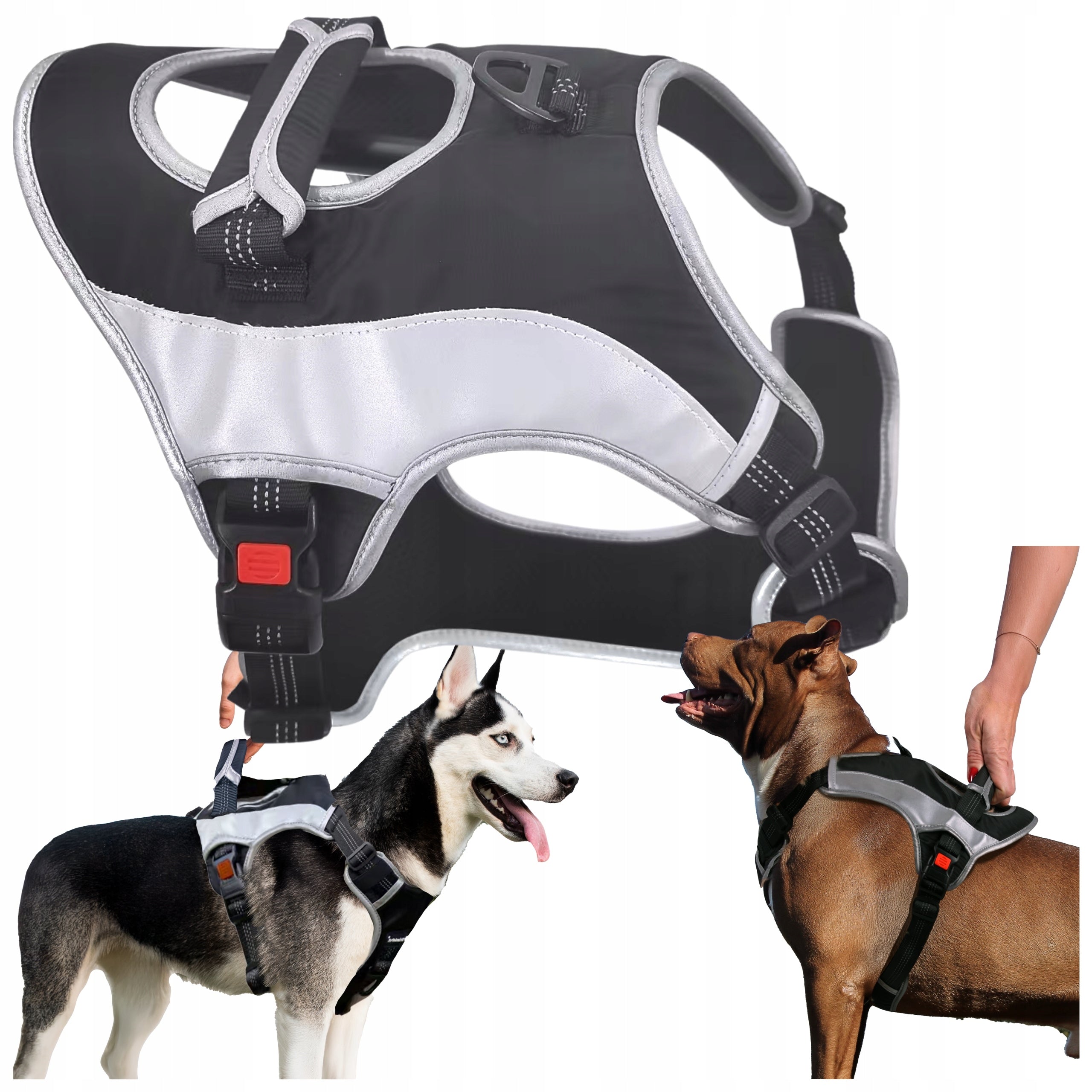 Dog Harness Adjustable Strong Reflective M Pressure-Free with Handle Guard Packaging status original