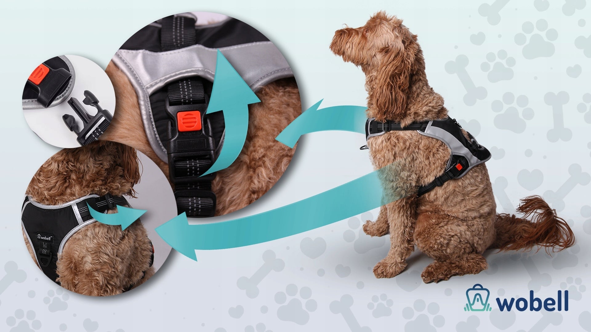 Dog Harness Adjustable Strong Reflective M Pressure-Free with Handle Guard Size M