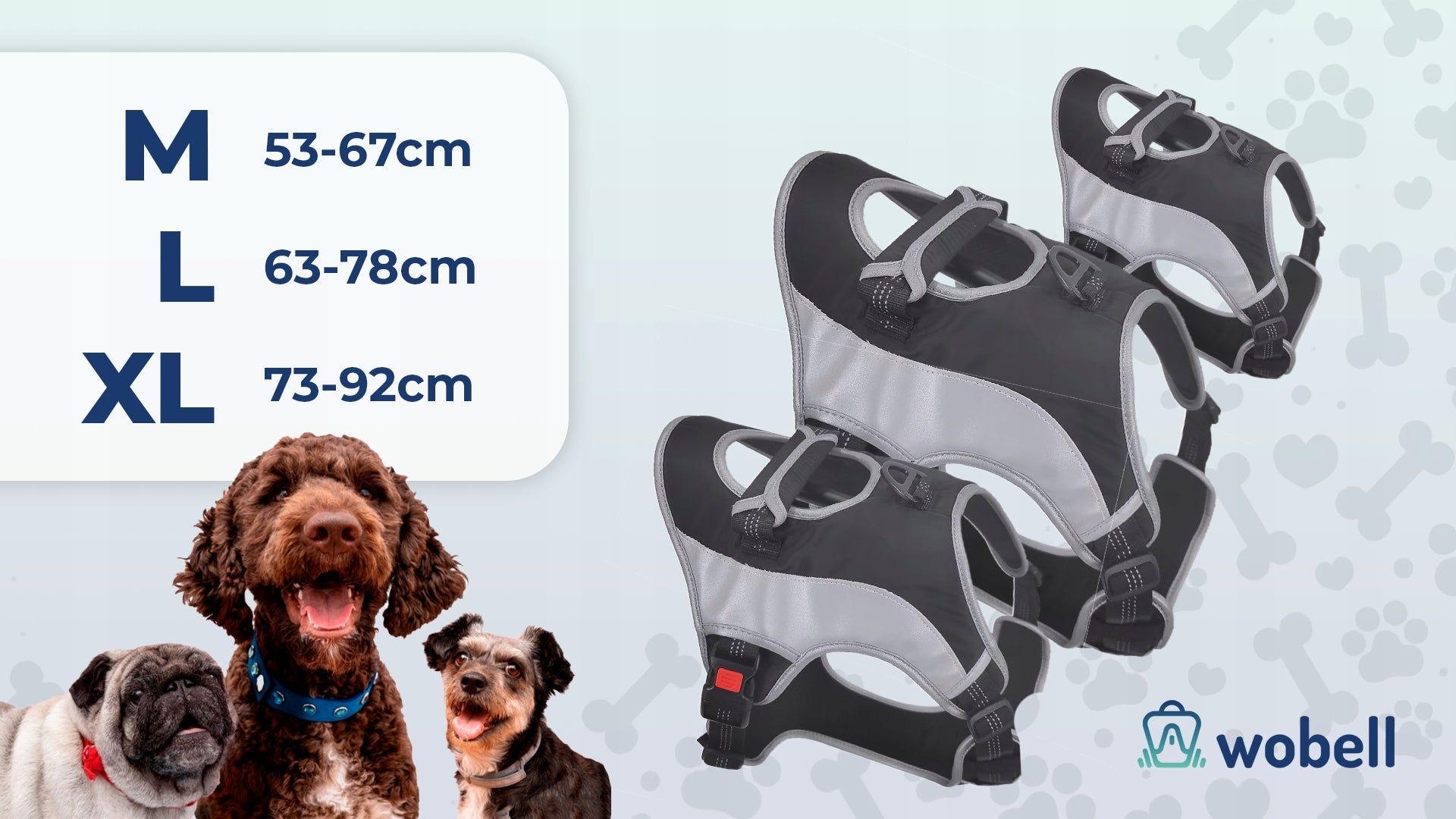 Dog Harness Adjustable Strong Reflective M Pressure-Free with Handle Guard Trade name SZELKI DLA PSA BEZUCISKOWE Z UCHWYTEM RĄCZKĄ Z ELEMENTAMI ODBLASKOWYMI