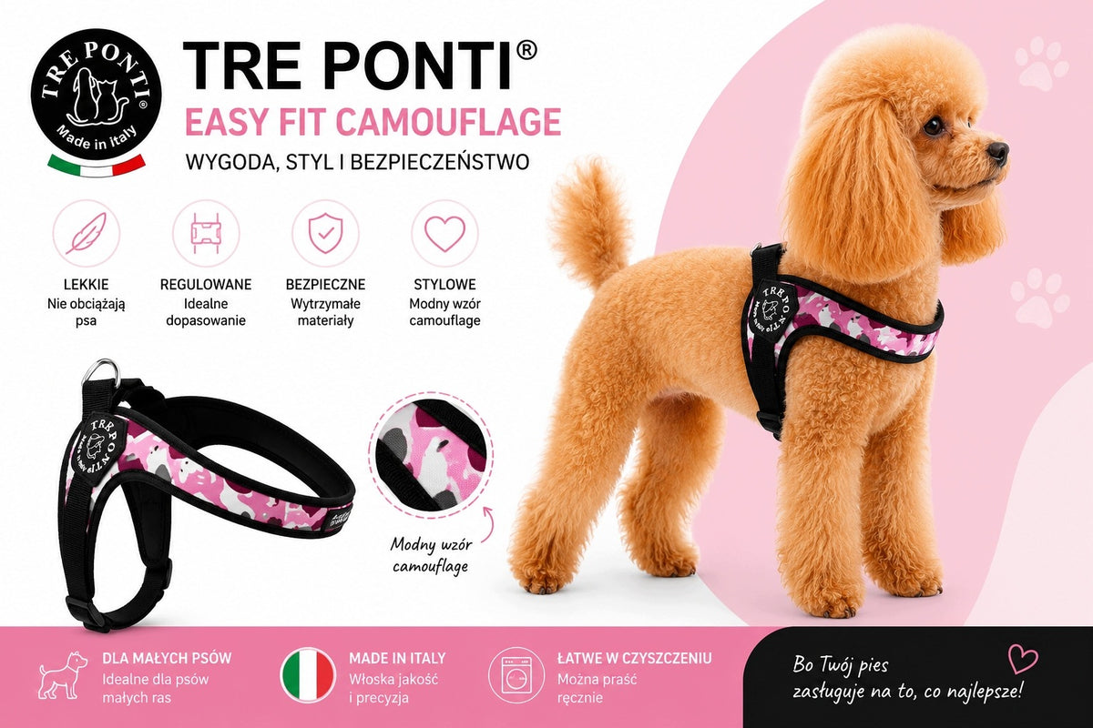 Dog Harness Adjustable Under Belly 54-69 cm Pink Unique Pattern S-M Packaging status original