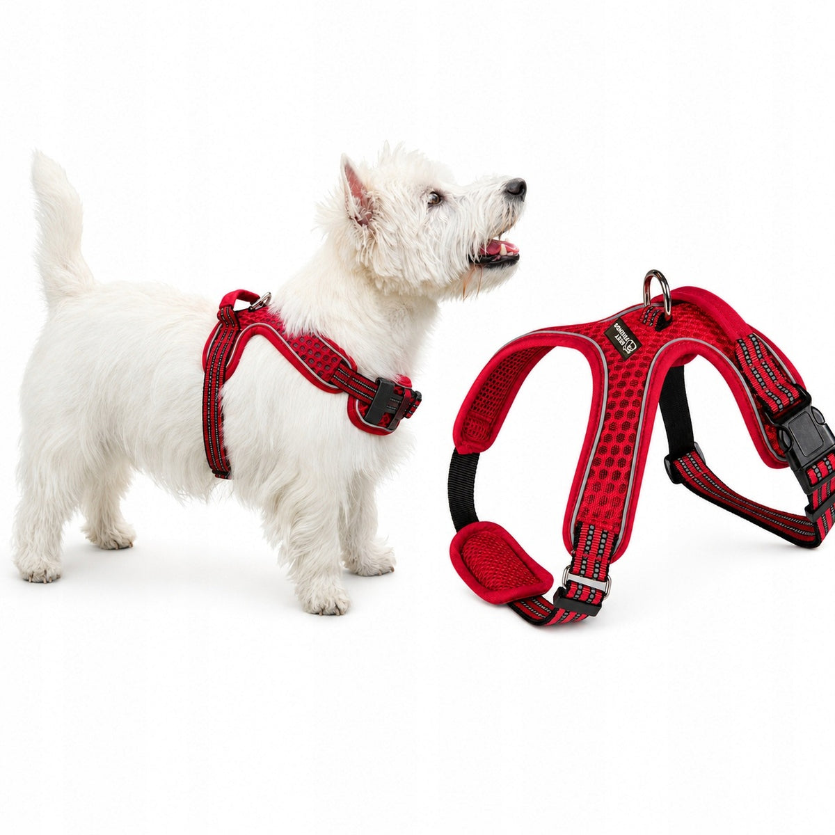Dog Harness Adjustable Walking Red Premium Pekingese York size S