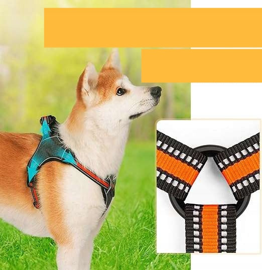 Dog Harness Breathable Reflective Adjustable Size M Orange Manufacturer code X001QPQ2R1