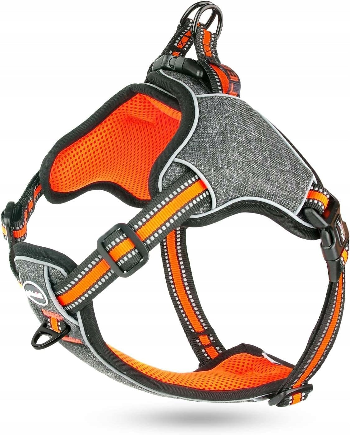 Dog Harness Breathable Reflective Adjustable Size M Orange