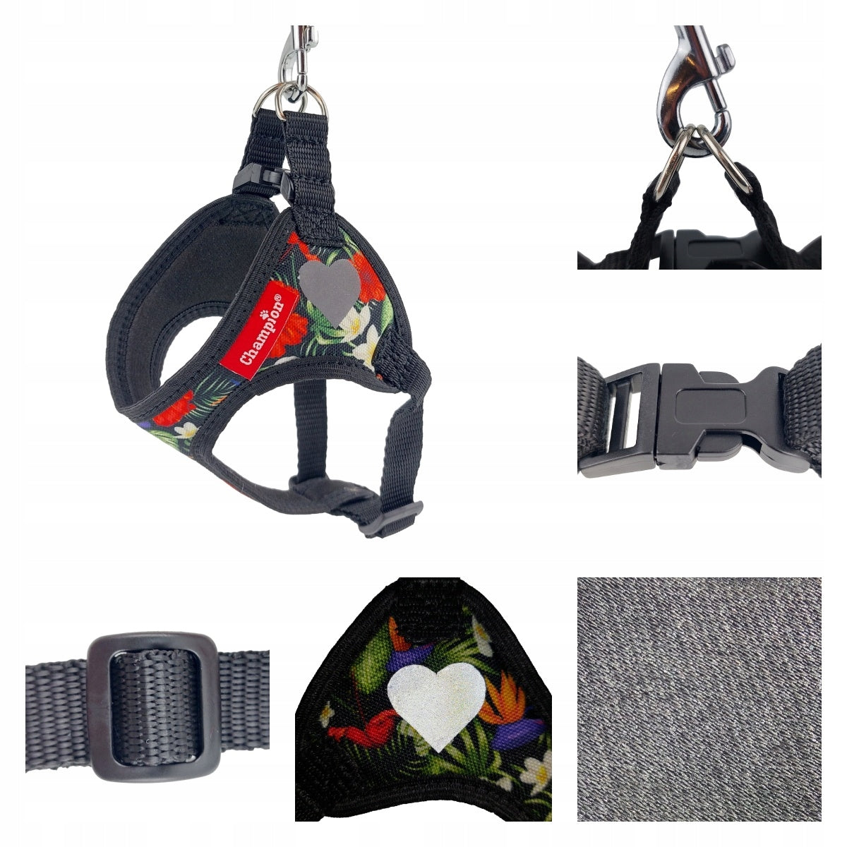 Dog Harness Champion Pressure-Free Adjustable Strong "Comfort" Flowers XXS Manufacturer code TTSK 25 KWI