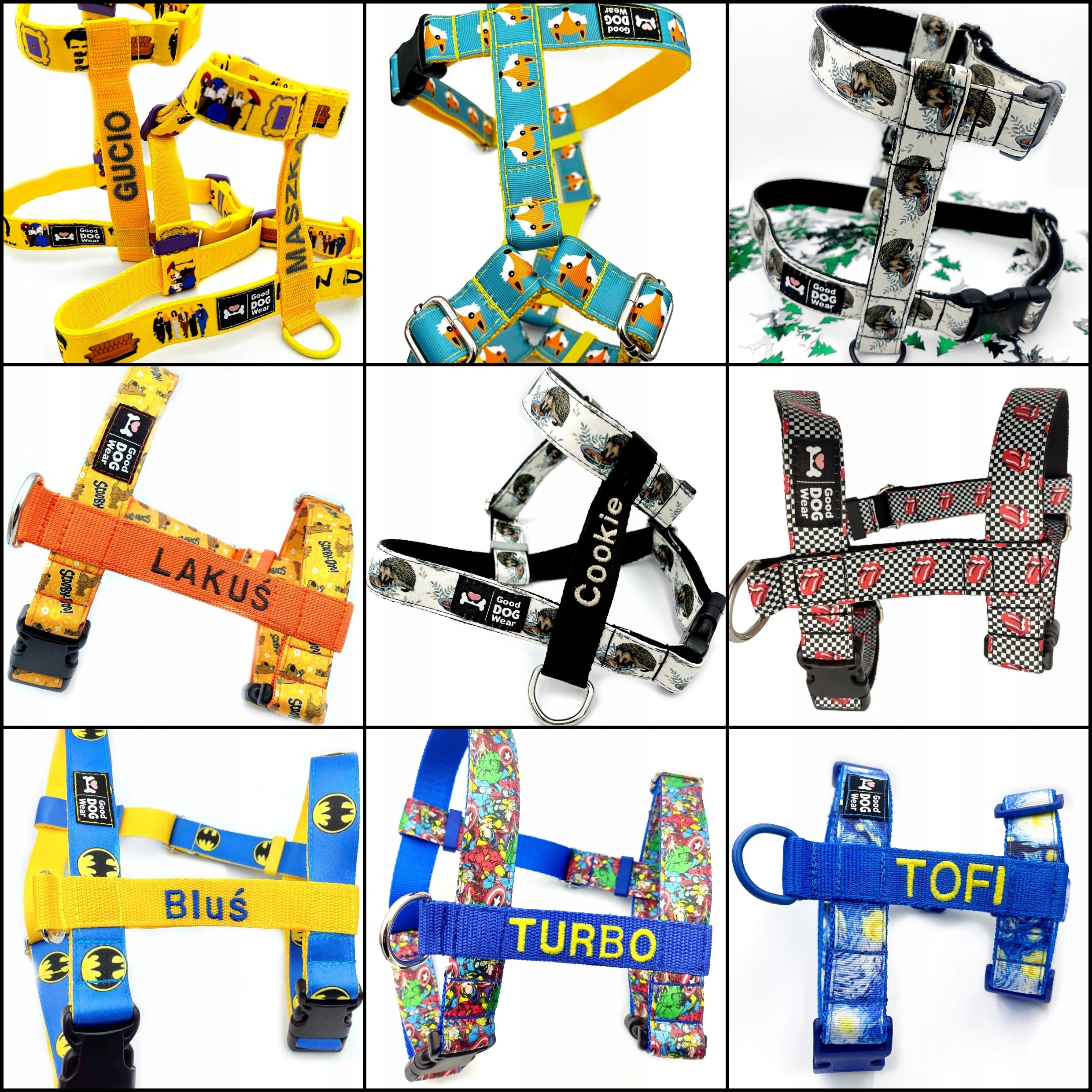 Dog Harness GUARD LOTS OF DESIGNS HIT size L Good Dog Wear handmade Color multicolor