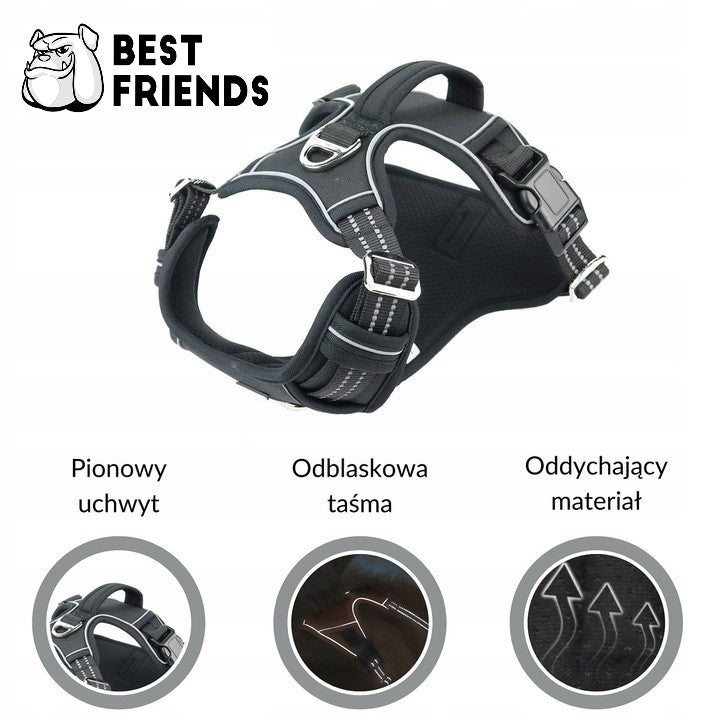 Dog Harness GUARD, SHEPHERD, LABRADOR, BLACK DURABLE size XL Type harness with handle