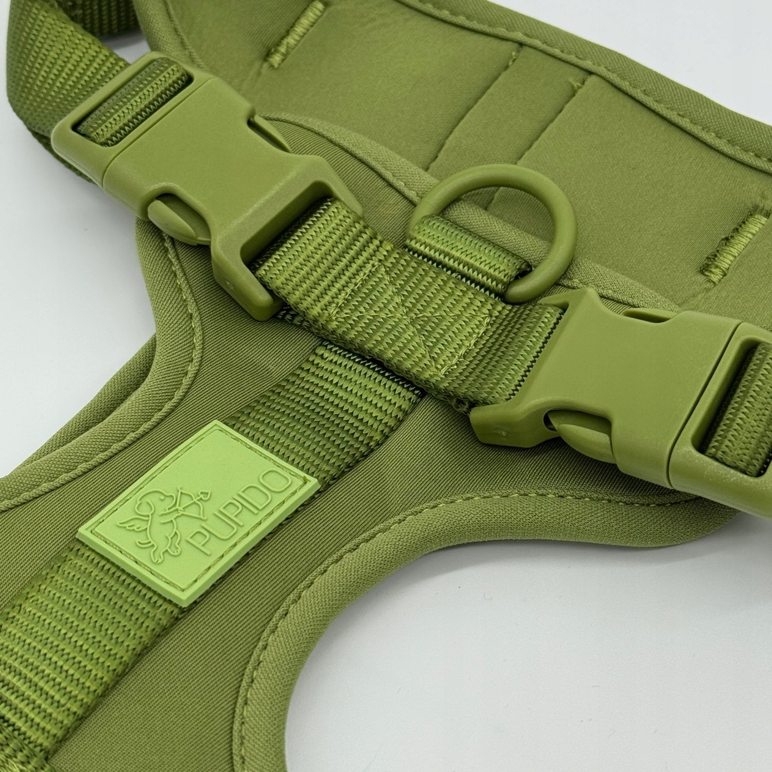 Dog Harness Guard Pressure-Free Walking Adjustable Olive Pupido L Size L