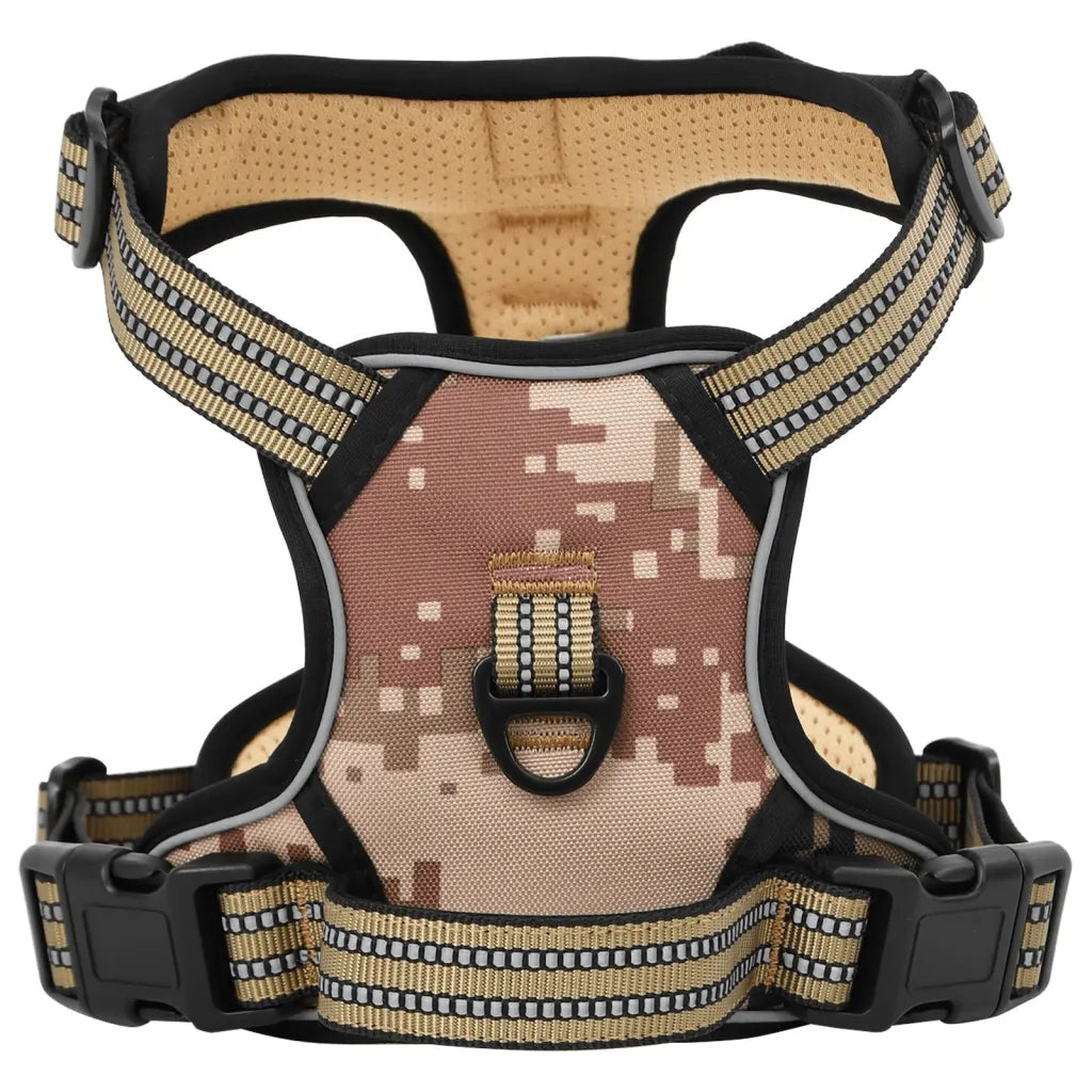 Dog Harness L brown camo 46-66cm/43-86cm, polyester