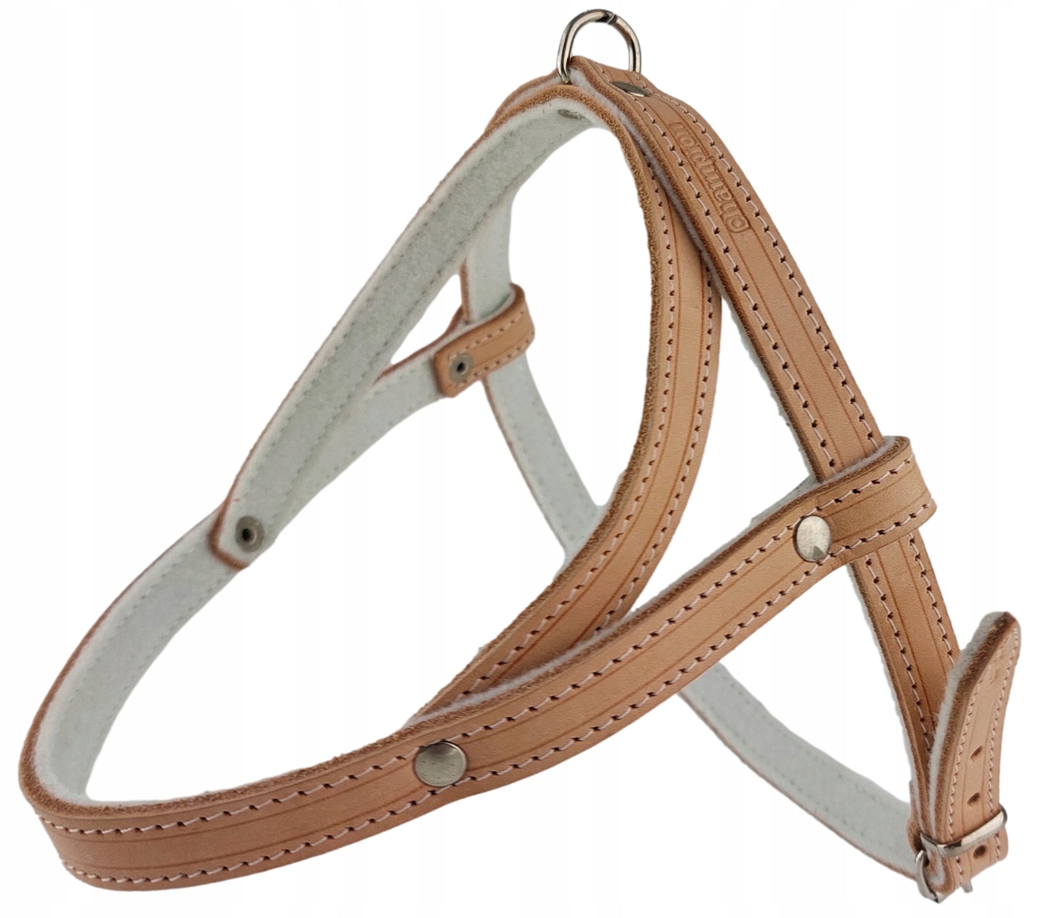 Dog Harness Leather Felt Lined Face Leather 40cm Champion Natural