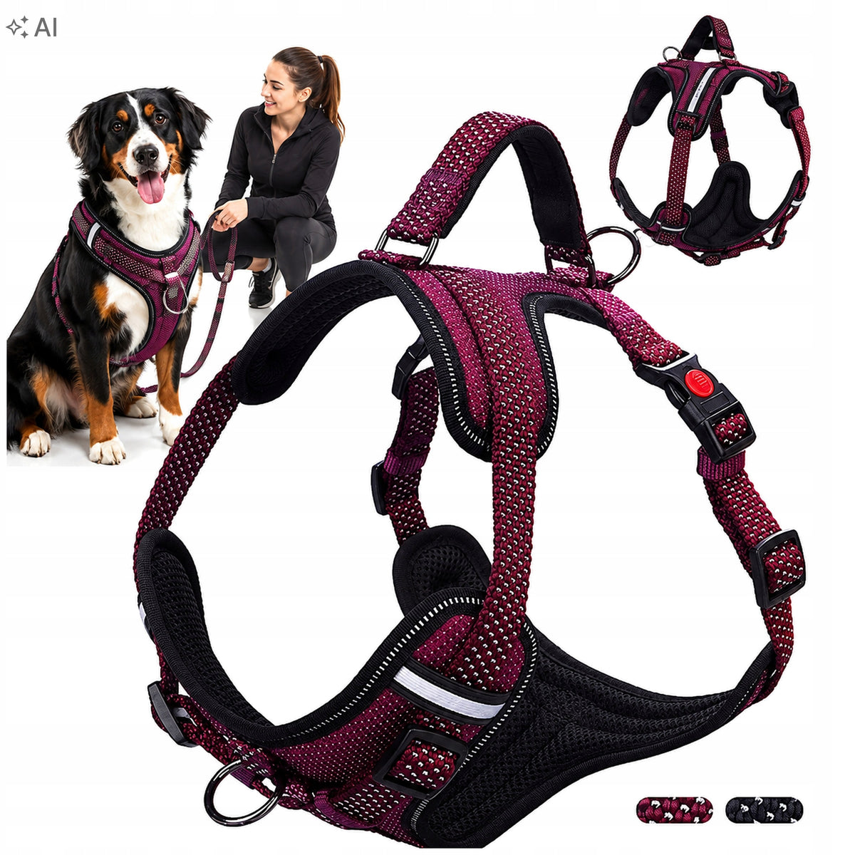 Dog Harness M Adjustable Reflective Soft Safety Harness Walk