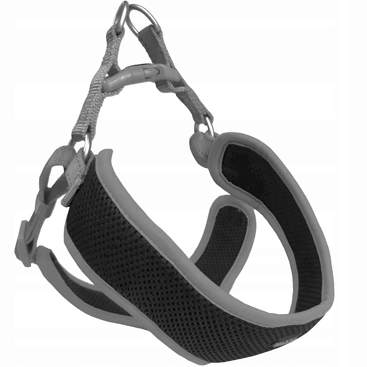 Dog Harness Nobby Black Mesh Reflect S 10mm 42cm, 41-46cm black and gray Product weight with unit packaging 0.09 kg