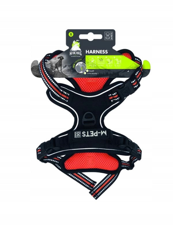 Dog Harness Orange Reflective S M-PETS Hiking