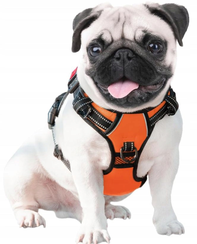Dog Harness Pressure-Free ORANGE Guard Comfortable Reflective L + Lanyard Brand Anytech