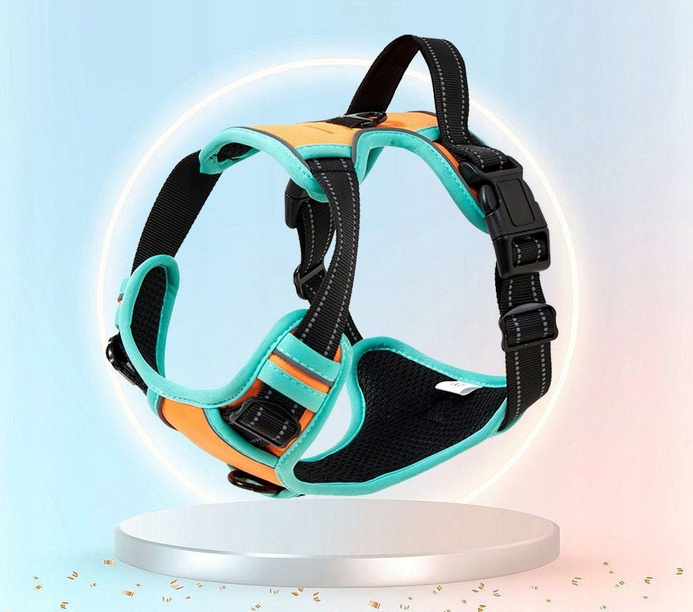 Dog Harness Pressure-Free ORANGE Guard Comfortable Reflective L + Lanyard EAN (GTIN) 5905629140029