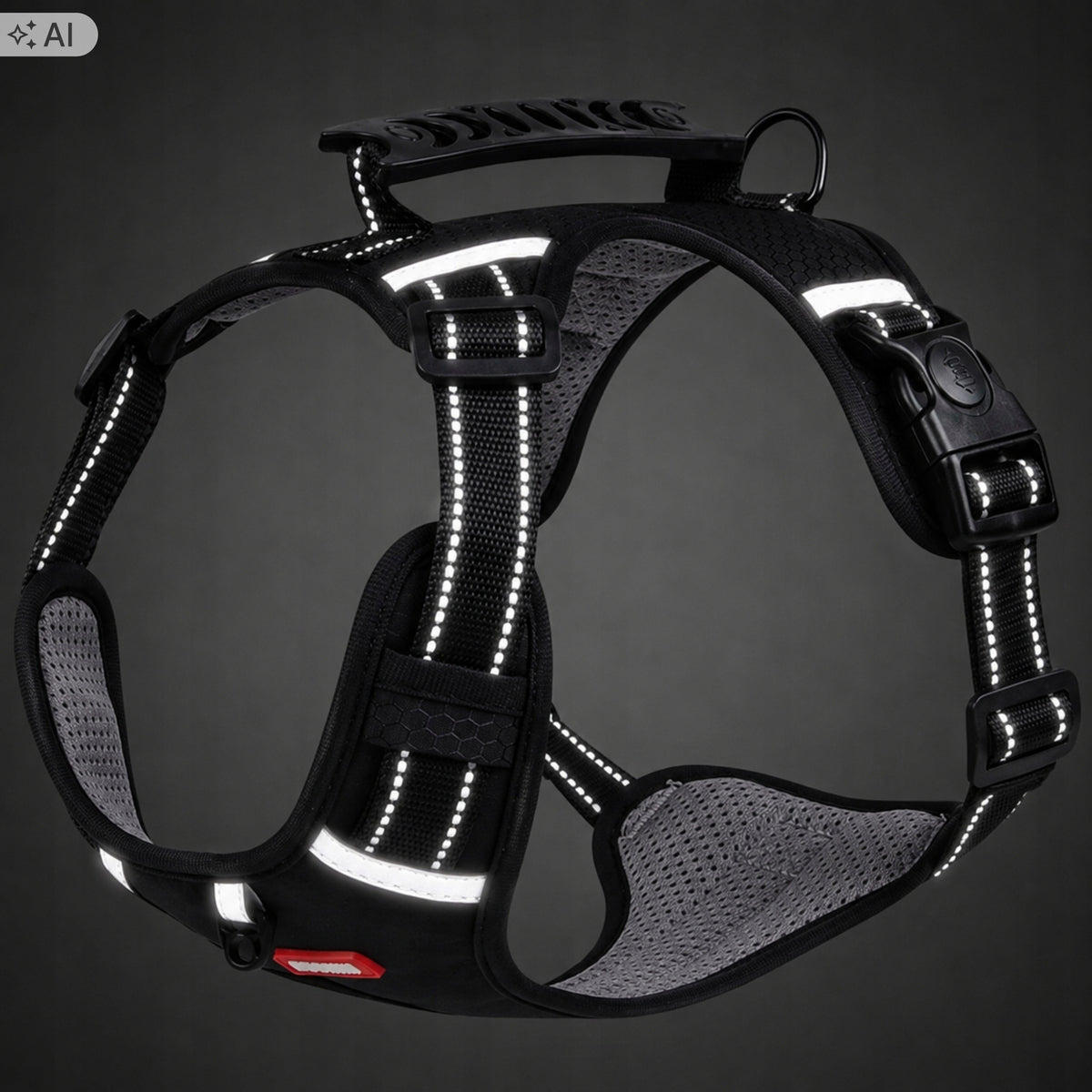 Dog Harness Pressure-Free Size M Reflective Adjustable with Handle Black Packaging status original