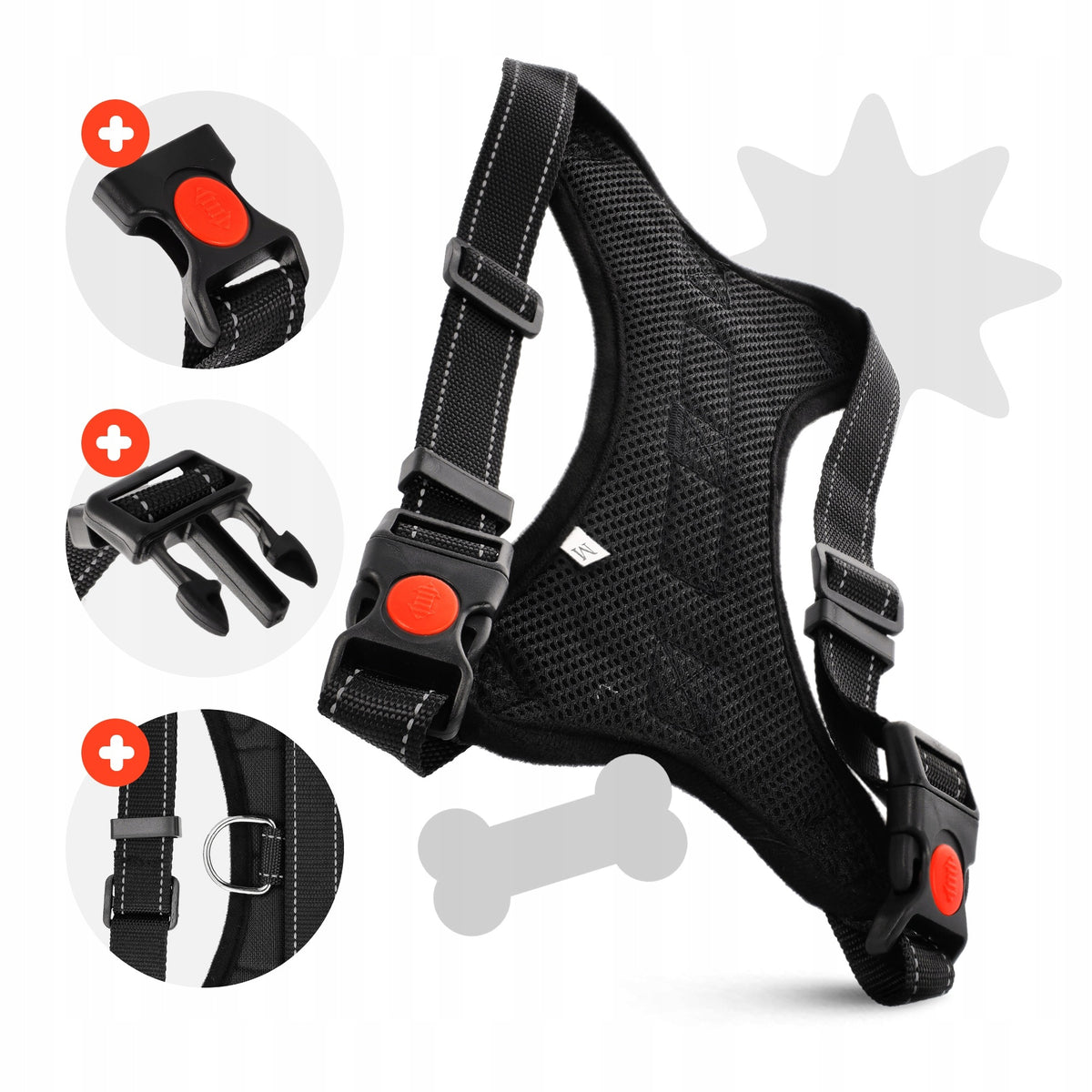 Dog Harness Pressure-Free Strong Adjustable Reflective Lightweight | For Lanyard M Manufacturer code G64