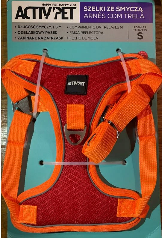 Dog Harness RED SIZE S SUSPENDERS WITH LANYARD