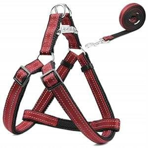 Dog Harness Reflective Adjustable Lanyard S Burgundy