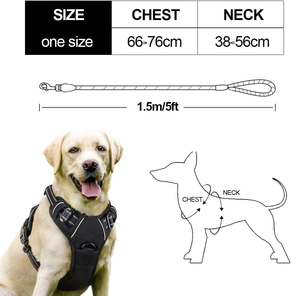 Dog Harness + Reflective Lanyard Adjustable For Training Walk Size M Packaging status original
