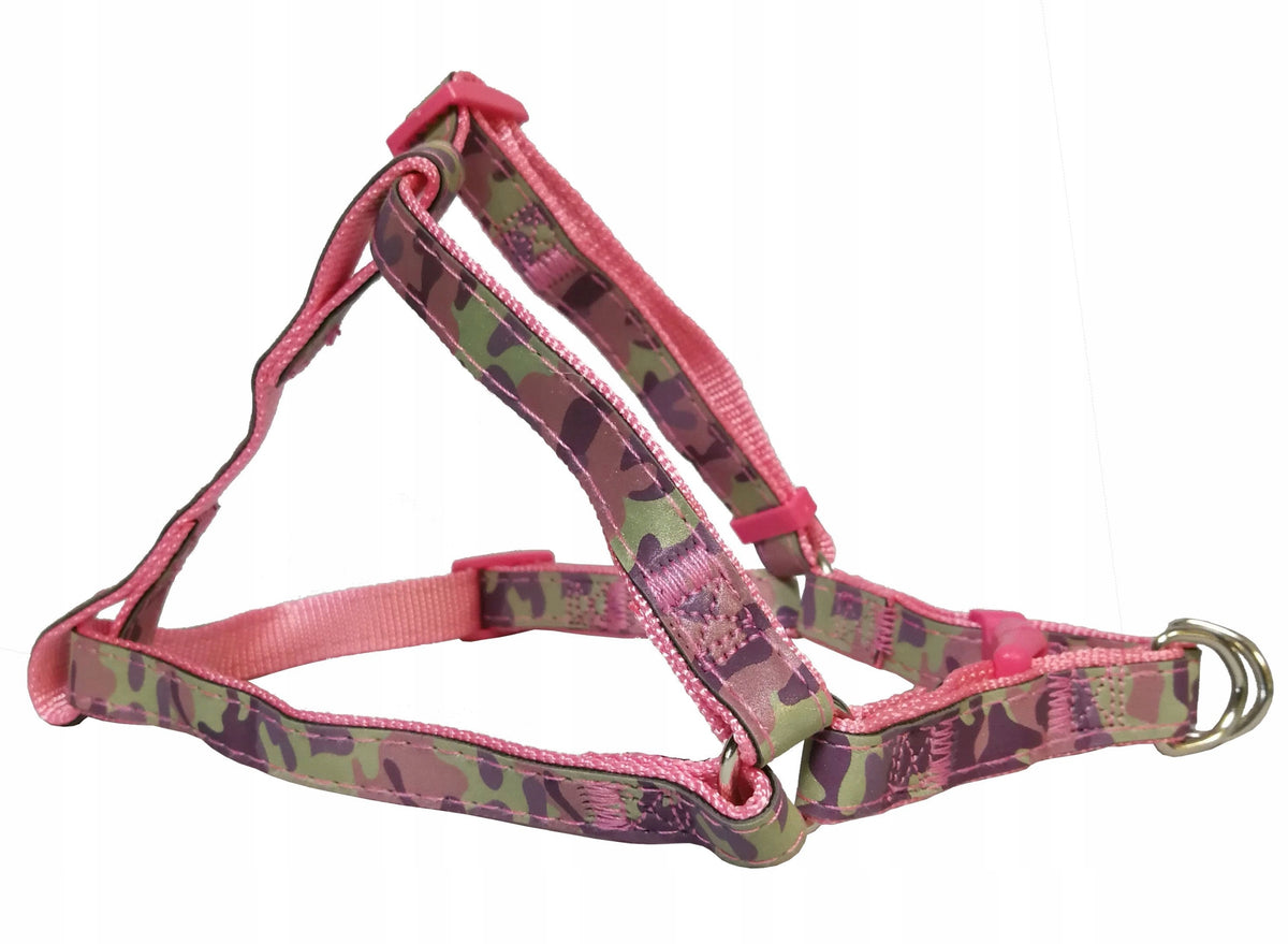 Dog Harness Reflective MORO Adjustable 40-60cm with Camouflage Pink Packaging status original
