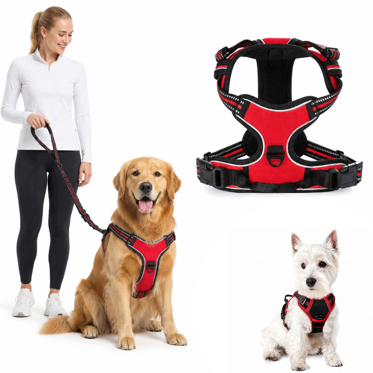 Dog Harness STRONG solid PREMIUM XL red