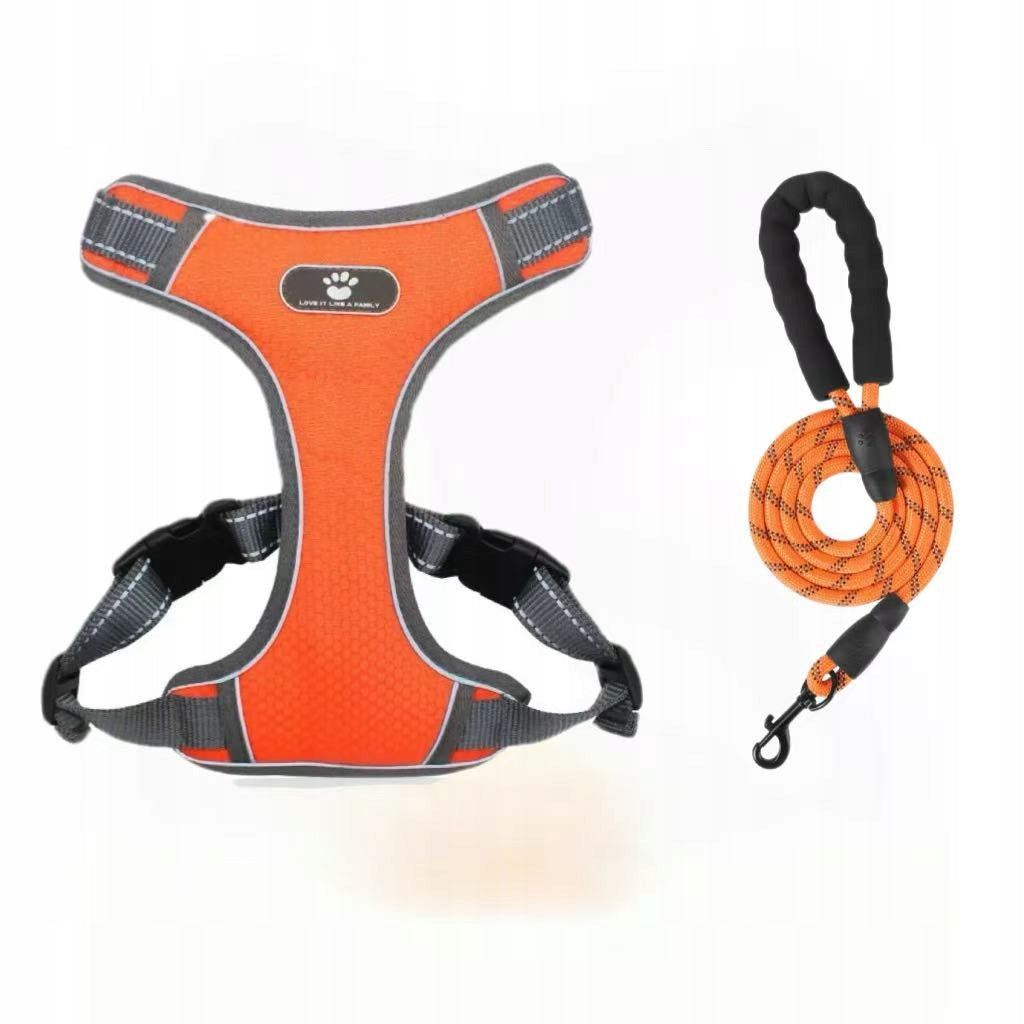 Dog Harness for Medium Giant Puppy Harness and Leash Set (Orange, M)